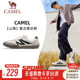 骆驼（CAMEL）情侣穿搭德训鞋山海红色黄色复古休闲百搭运动男女防滑板鞋 7607，象牙白/黑色，男 42
