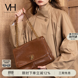 VANESSA HOGAN VH女包复古邮差包油蜡牛皮单肩包通勤斜挎大容量托特包生日礼物