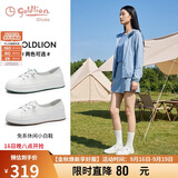 金利来（Goldlion）女鞋休闲板鞋圆头舒适平底耐穿免系带小白鞋668220189白杏37
