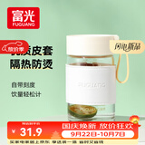 富光玻璃杯高硼硅玻璃水杯子女生便携牛奶咖啡刻度高颜值茶杯330ml