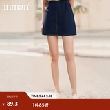 茵曼（INMAN）时尚女装短半身裙显瘦中高腰排扣2026夏季新款显瘦牛仔裙 深牛仔蓝 S