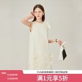 范思蓝恩花梨裙 无袖设计感气质A字连衣裙夏装新款韩版系带蝴蝶结 杏色 XS