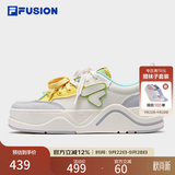 斐乐 FUSION斐乐潮牌女鞋滑板生活鞋2025夏新款50-50帆布鞋休闲鞋 奶白/精灵绿-GG 38.5