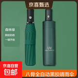 【已售100万】手动UV折叠黑胶防晒防紫外线遮阳晴雨两用伞 【自动款8骨】森林绿UV