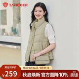 坦博尔羽绒服马甲女立领宽松外搭短款羽绒背心外套TD236006 奶茶棕 165