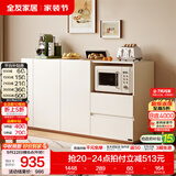 全友家居奶油风餐边柜厨房碗筷杯子收纳餐具柜靠墙家用储物柜子家具 【1.6米带拉篮款】备餐柜