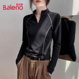班尼路（Baleno）半高领薄绒打底衫女2026秋冬季新款7A抗菌防螨抗静电加绒长袖上衣