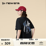 NEW ERA纽亦华MLB腰果花运动短袖T恤男女情侣NY LA印花NE 14179141-黑色-NY 腰果花 S