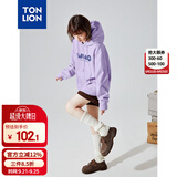 唐狮（TonLion）秋冬女针织前胸文字连帽卫衣百搭减龄时髦韩版潮流连帽卫衣女款