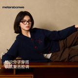 美特斯邦威毛衣女2026秋冬季新款休闲撞色针织开衫亲肤舒适羊毛混纺毛衫
