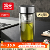 富光玻璃杯双层 带茶隔高硼硅玻璃水杯 茶水分离车载泡茶杯子男320ml