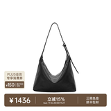 裘真（qiuzhen）【明星推荐】 经典hobo包植鞣牛皮腋下通勤休闲饺子女包 黑色-小号（羊皮） 小包/大包
