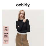 欧时力（OCHIRLY）可机洗100%美丽诺羊毛120支毛衣无缝一体秋 黑色 L