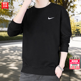 耐克（NIKE）卫衣男士2026秋季新款运动服训练上衣针织保暖套头衫保暖圆领长袖 简约刺绣logo/黑色/晒图-5 M 【170】体重110~130斤左右