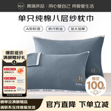 源生活100%纯棉A类枕巾 防油防脱落加厚枕套枕头巾 单只蓝色50x80cm
