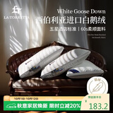 La Torretta五星级羽绒枕头 西伯利亚优质白鹅绒枕成人男女枕芯 单只中枕