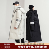 雅鹿新款羽绒服男长款过膝韩版潮时尚男女同款情侣加厚极寒冬季外套NR 黑色-女款 M /170