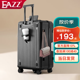 EAZZ【5轮承重+轻便加大容量】行李箱女拉杆箱男旅行箱学生密码皮箱子 新增USB充电口+杯架+挂钩黑色 A型长途 约常规箱24英寸容量5轮
