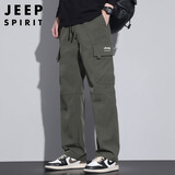 JEEP SPIRIT吉普工装裤男士裤子男秋季休闲裤男多口袋男裤 军绿色 XL