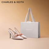 CHARLES&KEITH缎面蝴蝶结尖头高跟凉鞋女生日礼物送女友CK1-60361556 Light Pink浅粉色 37