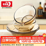 青苹果欧式茶色耐热玻璃碗盘餐具套装水果沙拉碗2碗2盘4件套