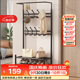 安尔雅 衣帽架鞋架落地金属挂衣架现代简约铁艺衣服架子家用置物架 80黑