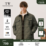 Teenie Weenie小熊男装羽绒服冬季衬衫式羽绒服保暖外套外套男 军绿色 L (175)