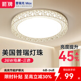 ARROW箭牌照明 吸顶灯led卧室灯客厅厨房走道阳台灯三防灯中山灯具 鸟巢-36W三色40cm适12平内