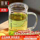 雅集耐热透明大容量男女办公家用玻璃杯豪饮杯牛奶杯1000ml带刻度款杯