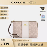 蔻驰（COACH）零钱包女证件包卡包卡夹Corner Zip钱夹子手拿包女士轻奢礼物 【经典条纹】CW854 IMXDM