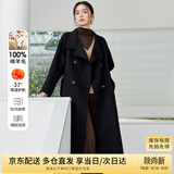 尚都比拉中长款100%羊毛大衣女冬季宽松呢子双面毛呢外套 黑色 M 