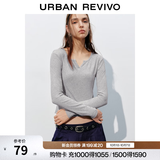 UR2026秋季新款女装时尚休闲简约基础修身长袖T恤UYB450010 花灰 XL
