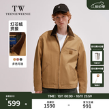 Teenie Weenie小熊男装撞色外套2025春季新款休闲翻领美式潮流夹克 卡其色 S