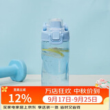 乐扣乐扣（LOCK&LOCK）人鱼线塑料运动水杯夏天便携水壶带刻度提手男女水杯子520ML蓝色