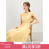 范思蓝恩设计感收腰显瘦连衣裙女夏季2025新款无袖中长款裙子2300 布丁黄 M