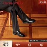 THOM WILLS德比鞋英伦风男士商务正装皮鞋舒适透气真皮男鞋春季 黑色小牛D1611 （脚宽建议拍大一码） 38 /6码
