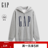 GAP男女装秋季logo印花抓绒宽松运动连帽衫卫衣786920 灰色 XL (180/100A)亚洲尺码【偏大,建议拍小一码】