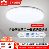 雷士（NVC）卧室吸顶灯具led三防阳台餐厅超薄走廊过道玄关高亮防蚊虫月白 IP40防护【如雪】18W正白光/Φ295*53MM