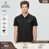 布克兄弟（BrooksBrothers）男士夏季金羊刺绣珠地网眼修身短袖Polo衫 0004-黑色 XL