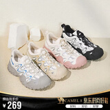 骆驼（CAMEL）丑萌登山鞋女时尚撞色户外休闲鞋 L24S076620 米/银/黄 37