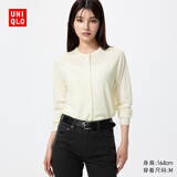 优衣库精纺美利奴羊毛圆领针织开衫/长袖女装通勤485304 485304/01乳白色 XL