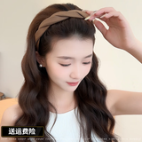 BARY REEF高颅顶发捆发箍女新款简约洗脸防滑头箍宽边带齿压发发卡编织头饰 咖色