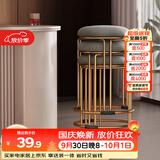 安尔雅凳子家用可叠放小凳子板凳矮凳餐桌圆凳带脚垫六腿厚坐垫 灰绒布