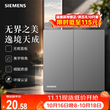 西门子（SIEMENS）开关面板 10AX二开单控 哑光暗装开关 蕴逸深灰银5TA4321-3NC02