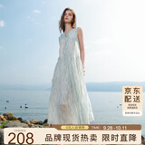 三彩2025夏季新款莱赛尔连衣裙圆领系带背心裙宽松长裙M