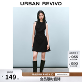 UR春季新款女摩登气质褶皱收腰显瘦无袖连衣裙UYY750030 黑色 XL