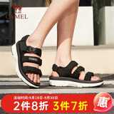 骆驼（CAMEL）魔术贴撞色沙滩凉鞋女运动休闲鞋子 K23M16L2002 黑色 37