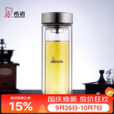 希诺双层抗菌玻璃杯办公车载水杯男高档泡茶杯子中秋节礼物XN-9607K