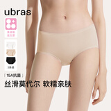 ubras高弹织带莫代尔7A抗菌裆中腰三角裤女士内裤女3条装黑+瓷肌+白XXL