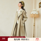 紫涵（ZIHAN）紫涵双排扣中长款风衣女H型简约通勤气质大衣金属扣 卡其绿 XS